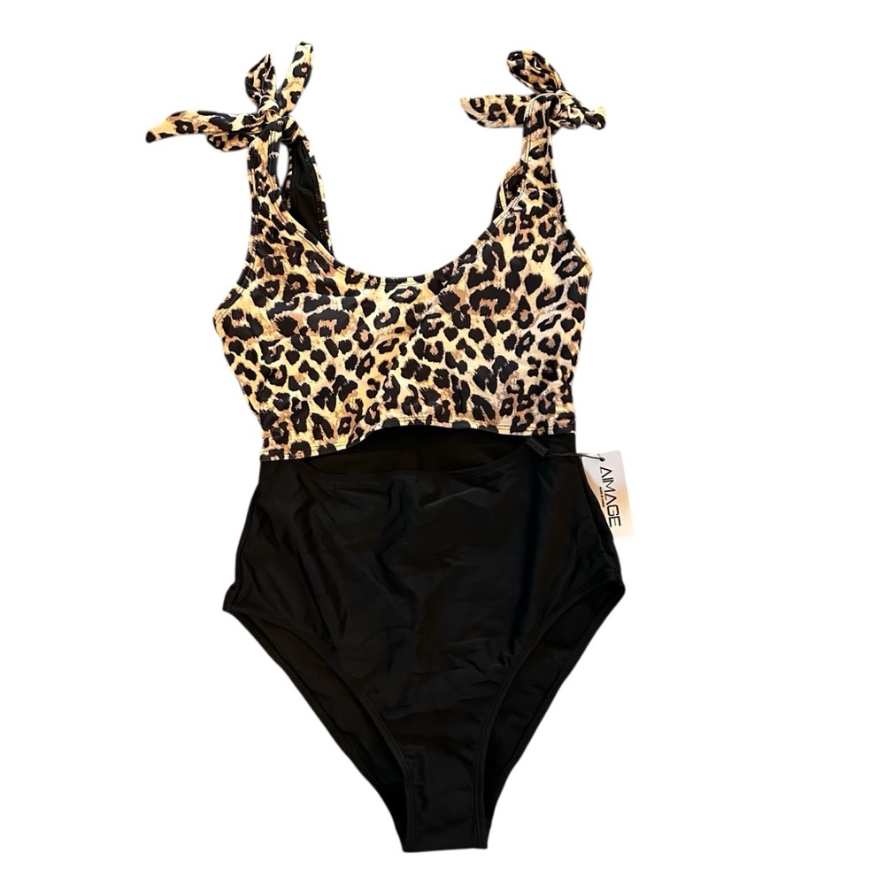 NWT AI’MAGE One Piece Womens Leopard Bathing Suit - Size Small